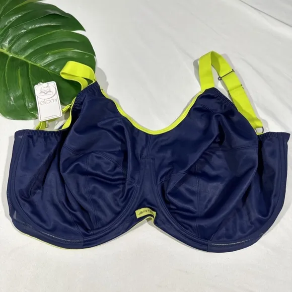 NWT $69 Elomi [ 34N US ]‎ Energise Full Figure Sports Bra in Navy
