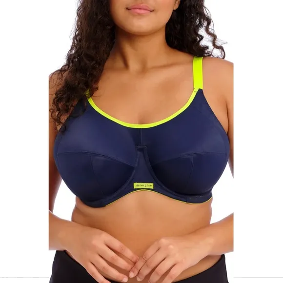 NWT $69 Elomi [ 34N US ]‎ Energise Full Figure Sports Bra in Navy