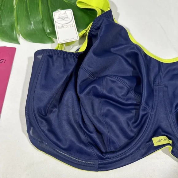 NWT $69 Elomi [ 34N US ]‎ Energise Full Figure Sports Bra in Navy