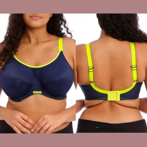 NWT $69 Elomi [ 34N US ]‎ Energise Full Figure Sports Bra in Navy
