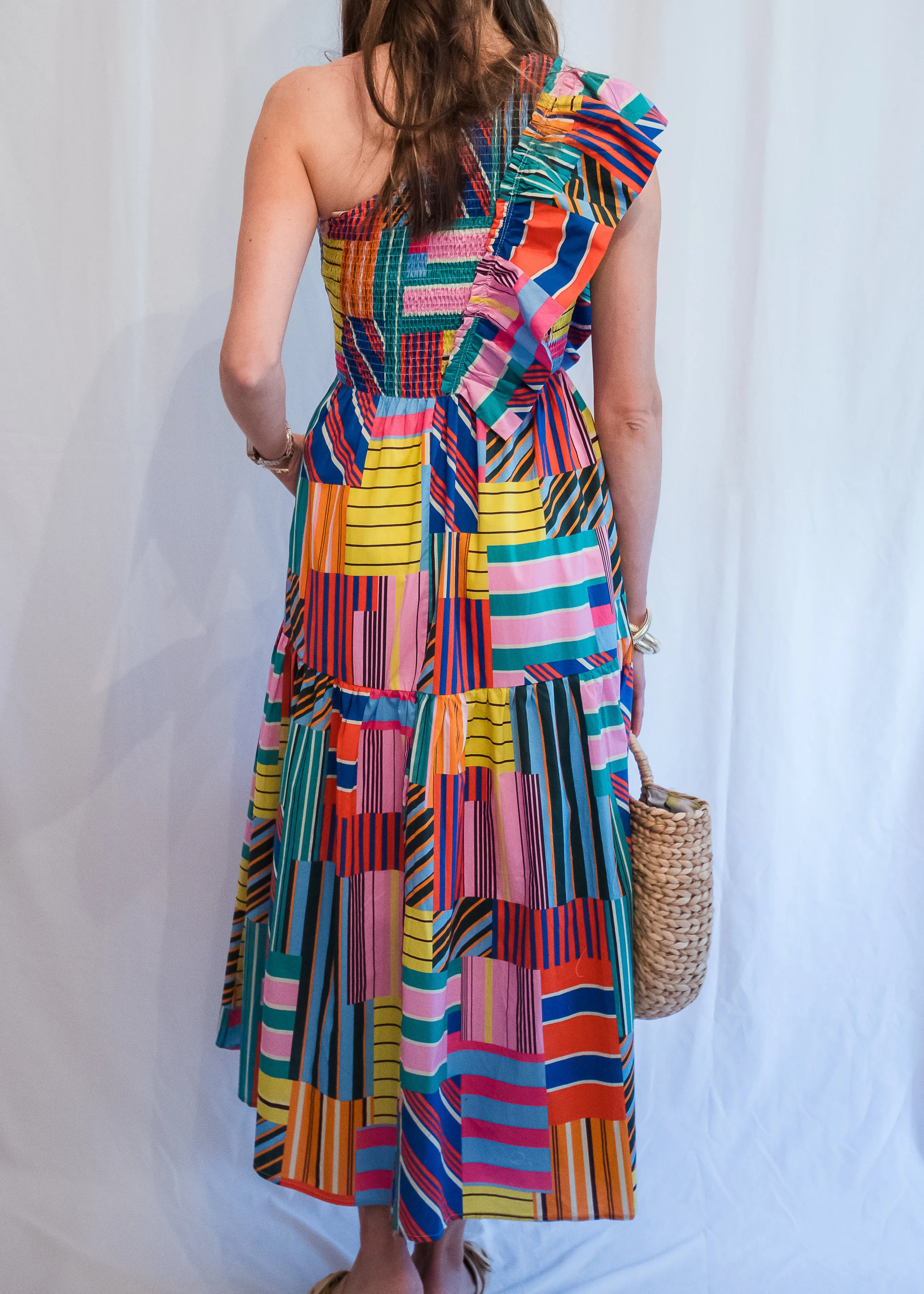 Paint the Rainbow One Shoulder Dress
