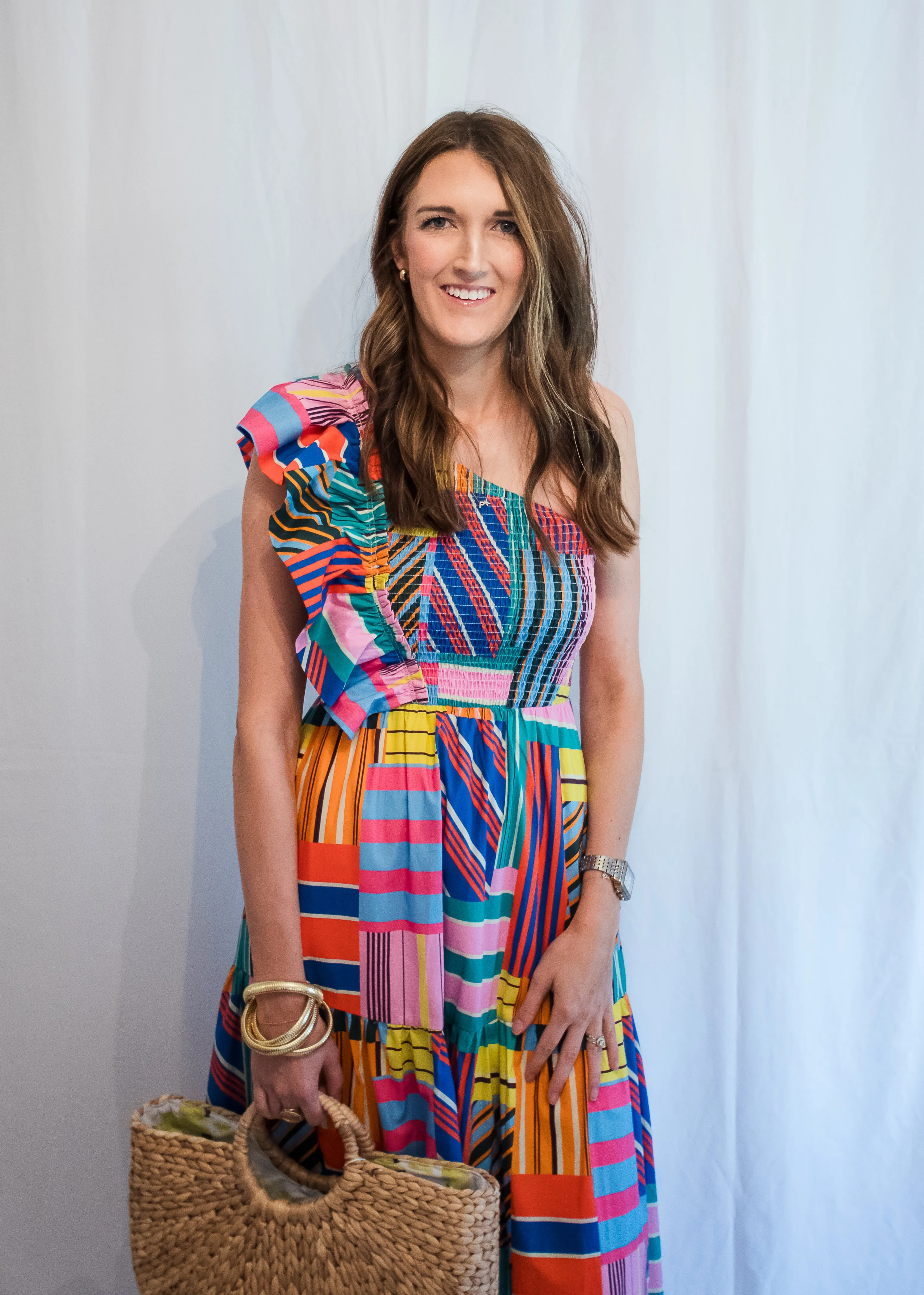 Paint the Rainbow One Shoulder Dress