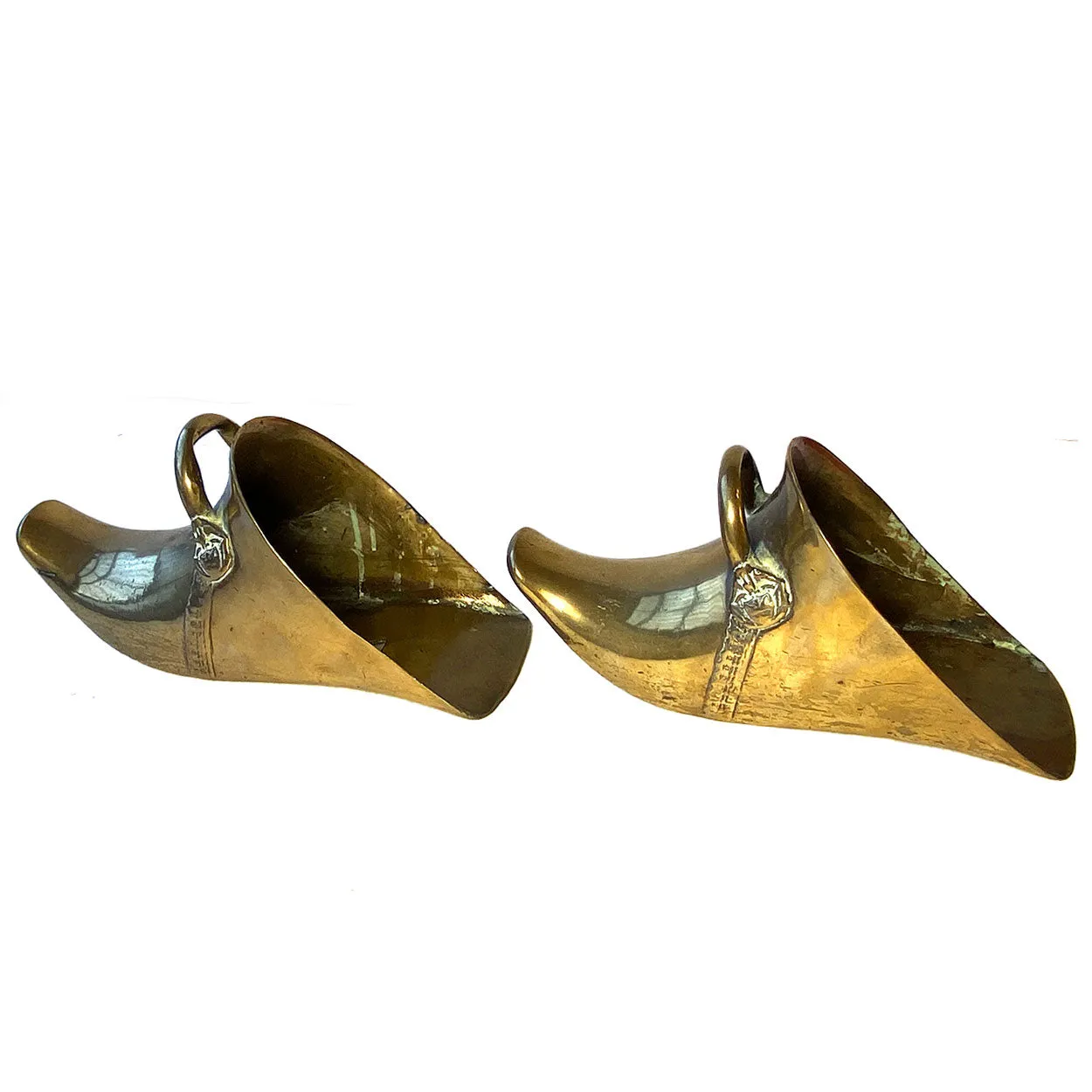 Pair of South American Spanish Colonial Patinated Brass Horse Stirrups