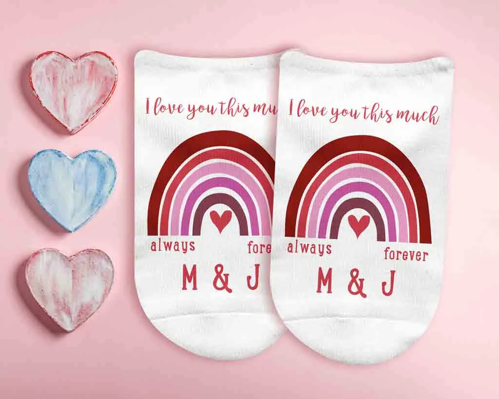 Personalized I Love You This Much with Pink Rainbow Design - Valentine