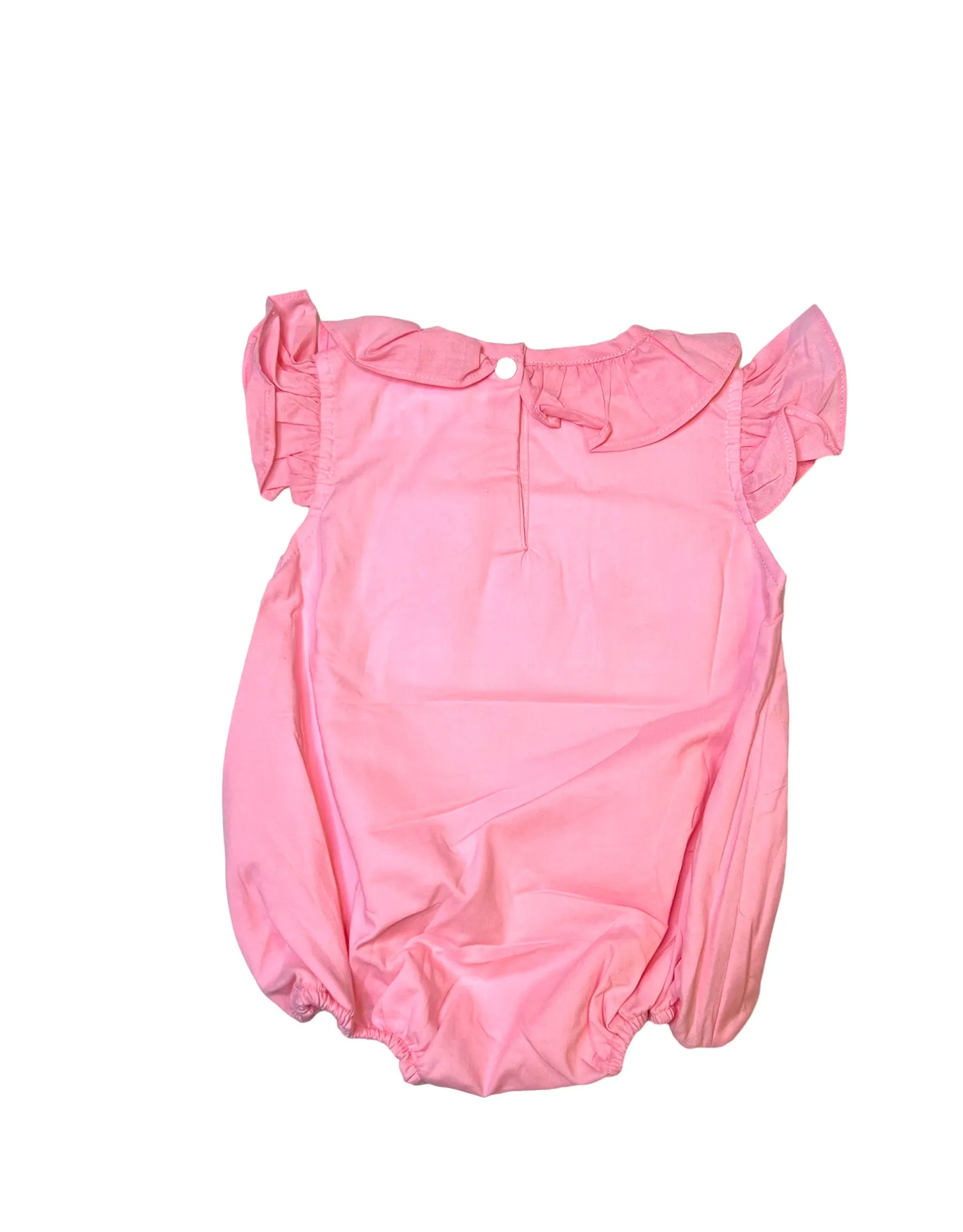 Pink solid make up theme smocked girl bubble.