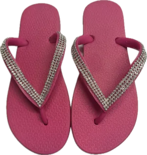 Planet Sea- Silver Crystal Rows Flip Flops (pink)