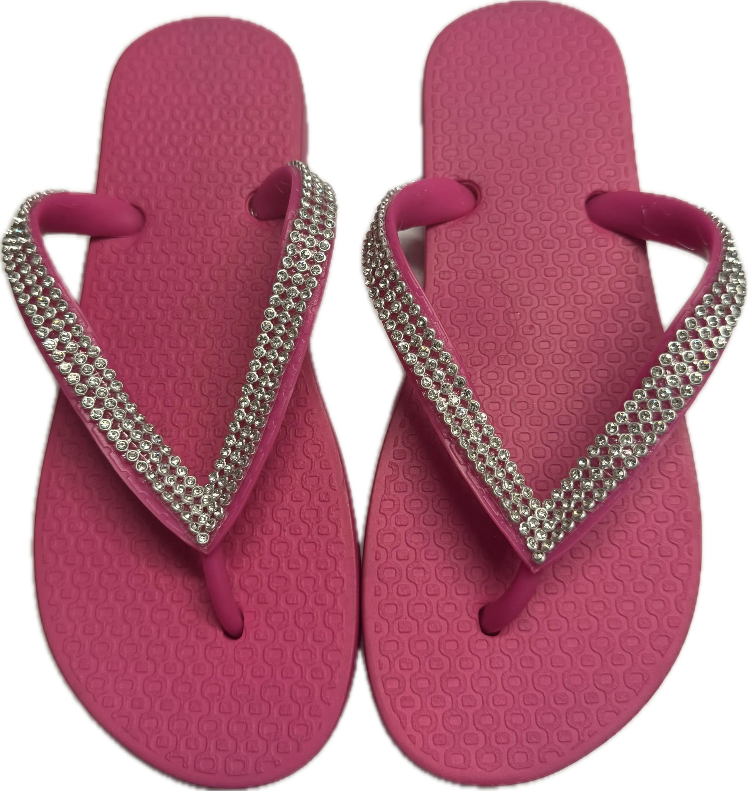 Planet Sea- Silver Crystal Rows Flip Flops (pink)