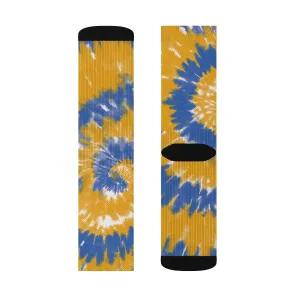 Powder Blue & Yellow Tie Dye Adult Crew Socks