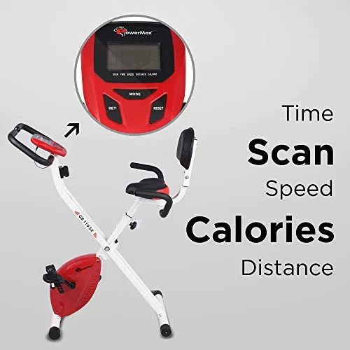 PowerMax Fitness BX-110SX Fitness Exercise Magnetic X Bike Cycle for Home, Weight Loss, Cherry Red