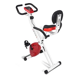 PowerMax Fitness BX-110SX Fitness Exercise Magnetic X Bike Cycle for Home, Weight Loss, Cherry Red