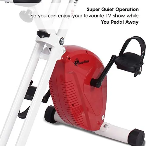 PowerMax Fitness BX-110SX Fitness Exercise Magnetic X Bike Cycle for Home, Weight Loss, Cherry Red
