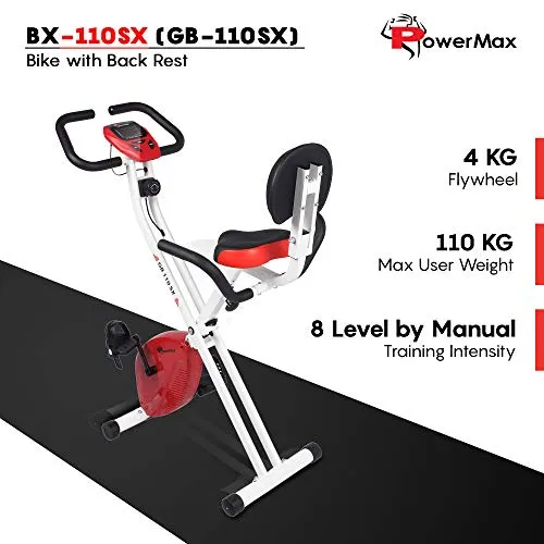 PowerMax Fitness BX-110SX Fitness Exercise Magnetic X Bike Cycle for Home, Weight Loss, Cherry Red