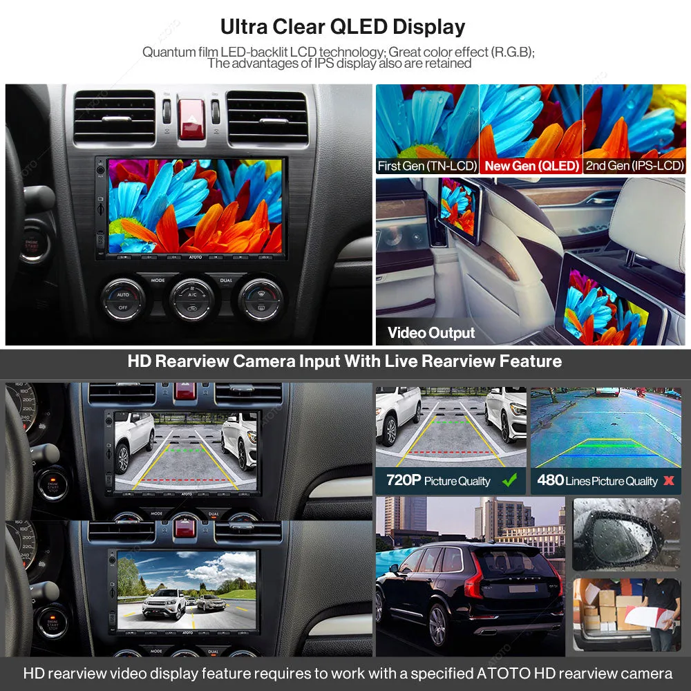 Premium Car Stereo ATOTO F7 XE Wireless CarPlay & Android Auto Bluetooth QLED
