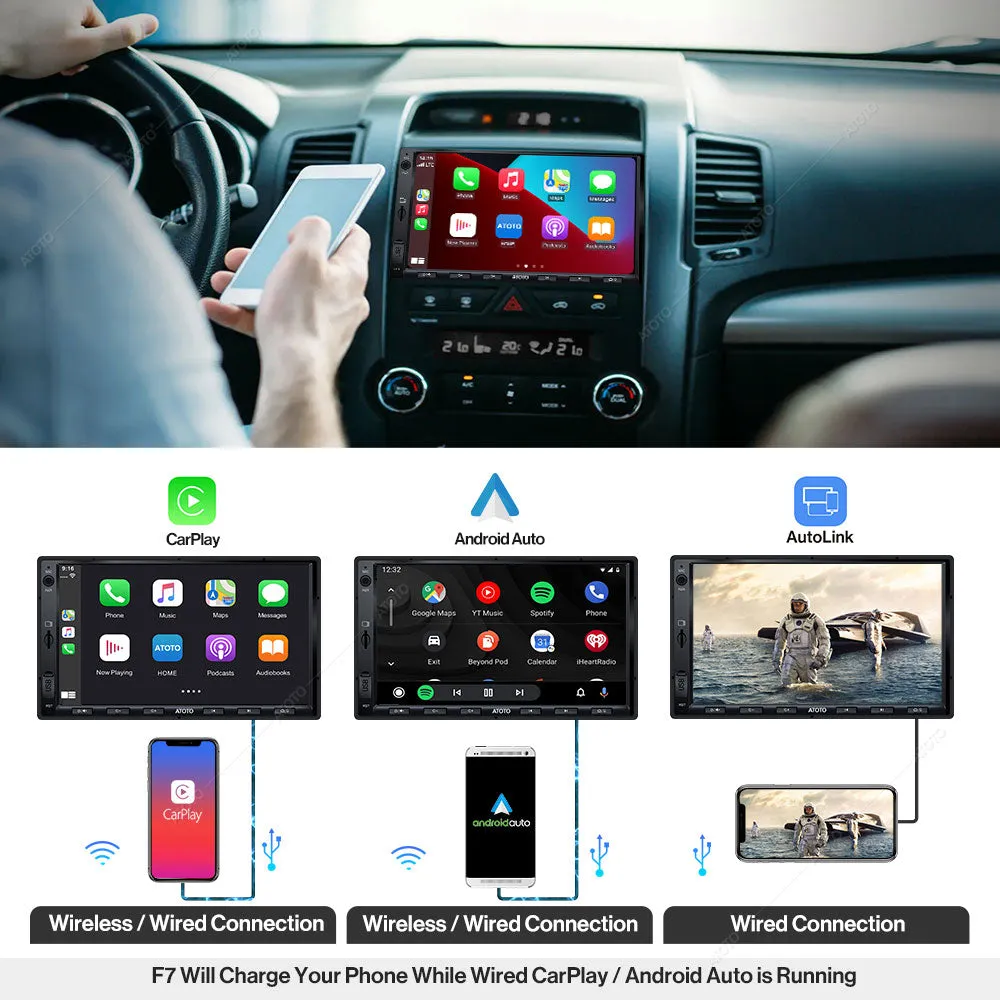 Premium Car Stereo ATOTO F7 XE Wireless CarPlay & Android Auto Bluetooth QLED