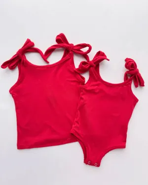 PREORDER! Madden Tie-Shoulder Tank Top & Leotard - Red