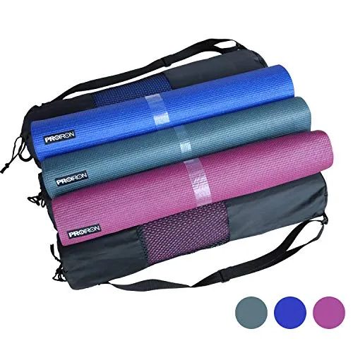 PROIRON Yoga Mat - 173×61×0.6cm BLUE Exercise Mat with Free Travel Carry Bag for Home Gym Fitness 6mm