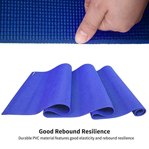 PROIRON Yoga Mat - 173×61×0.6cm BLUE Exercise Mat with Free Travel Carry Bag for Home Gym Fitness 6mm