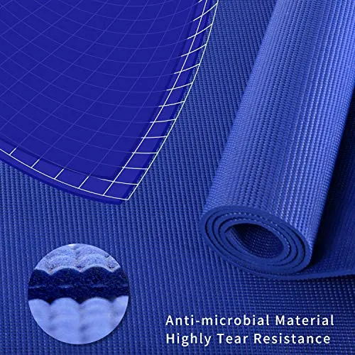PROIRON Yoga Mat - 173×61×0.6cm BLUE Exercise Mat with Free Travel Carry Bag for Home Gym Fitness 6mm