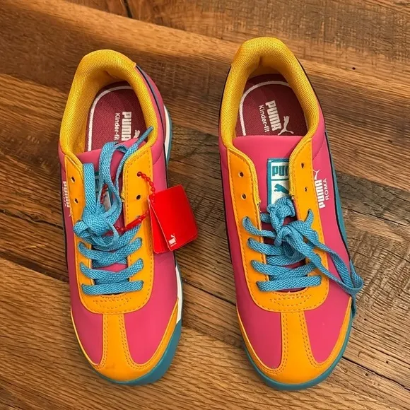 Puma Roma NWT pink teal orange shoes size 3