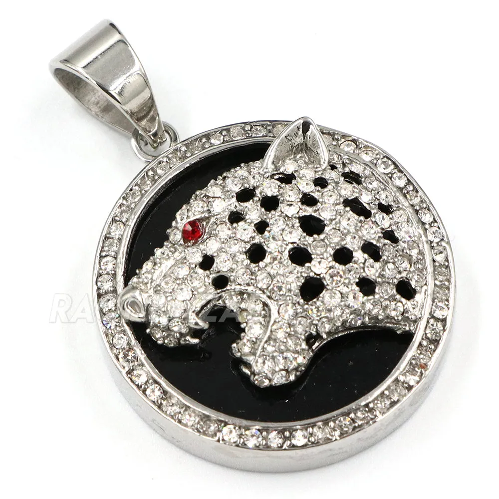 Raonhazae 316L Stainless Steel 3D Black Panther Pendant W/4mm Miami Cuban Chain