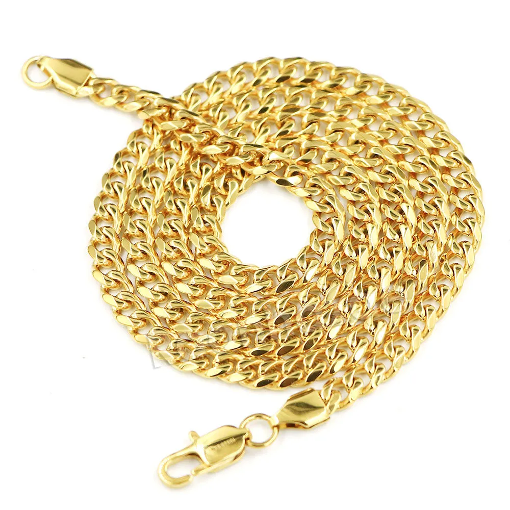 Raonhazae 316L Stainless Steel Dripped Bubble Savage Iced CZ Pendant w/ 4mm Miami Cuban Chain