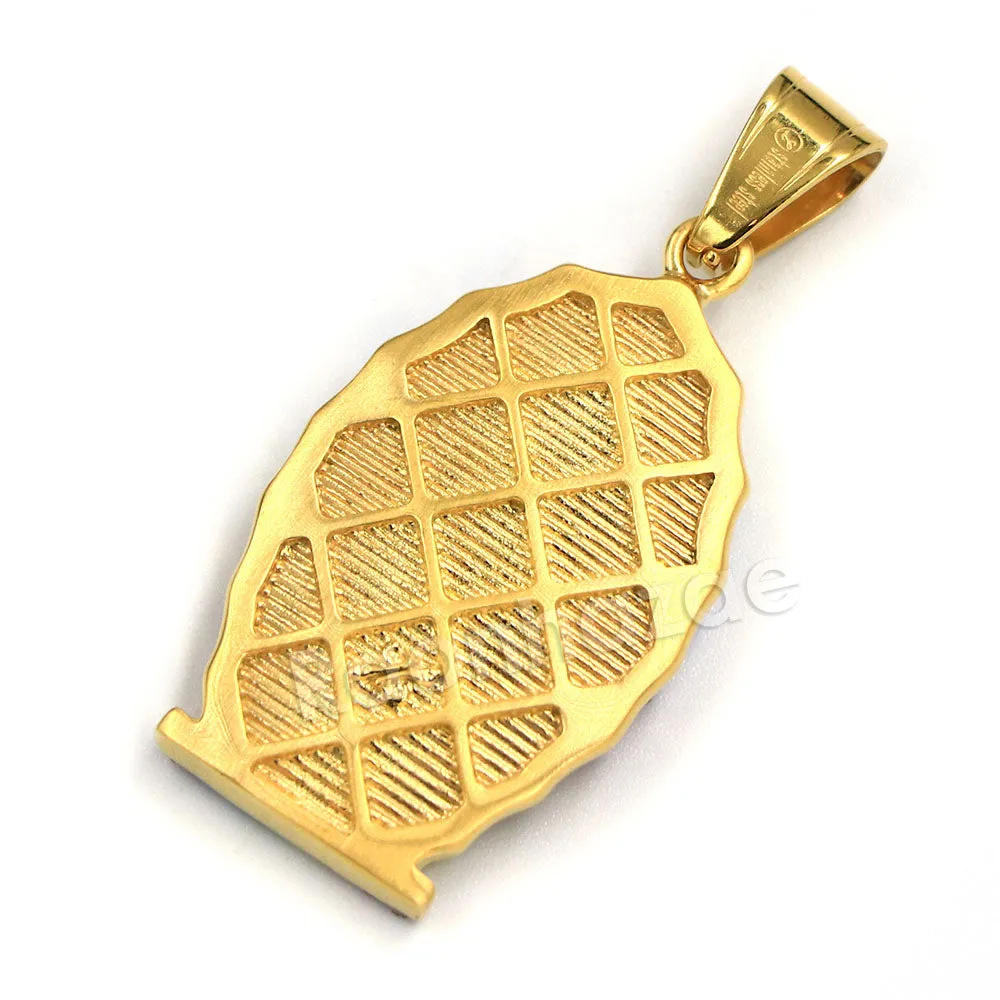 Raonhazae 316L Stainless The Virgin of Guadalupe De Lady of Gudalupe Pendant w/ 4mm Miami Cuban Chain