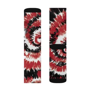 Red & Black Tie Dye Adult Crew Socks