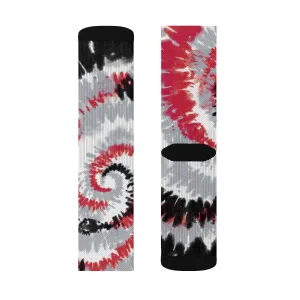 Red & Grey Tie Dye Adult Crew Socks