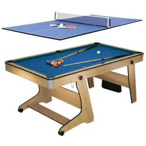 Riley 6ft Folding Pool Table with Table Tennis Top | Blue
