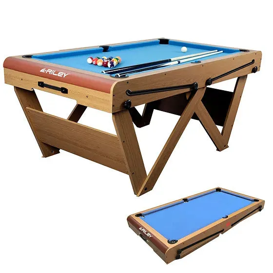Riley 6ft Rolling/Lay Flat Folding Pool Table