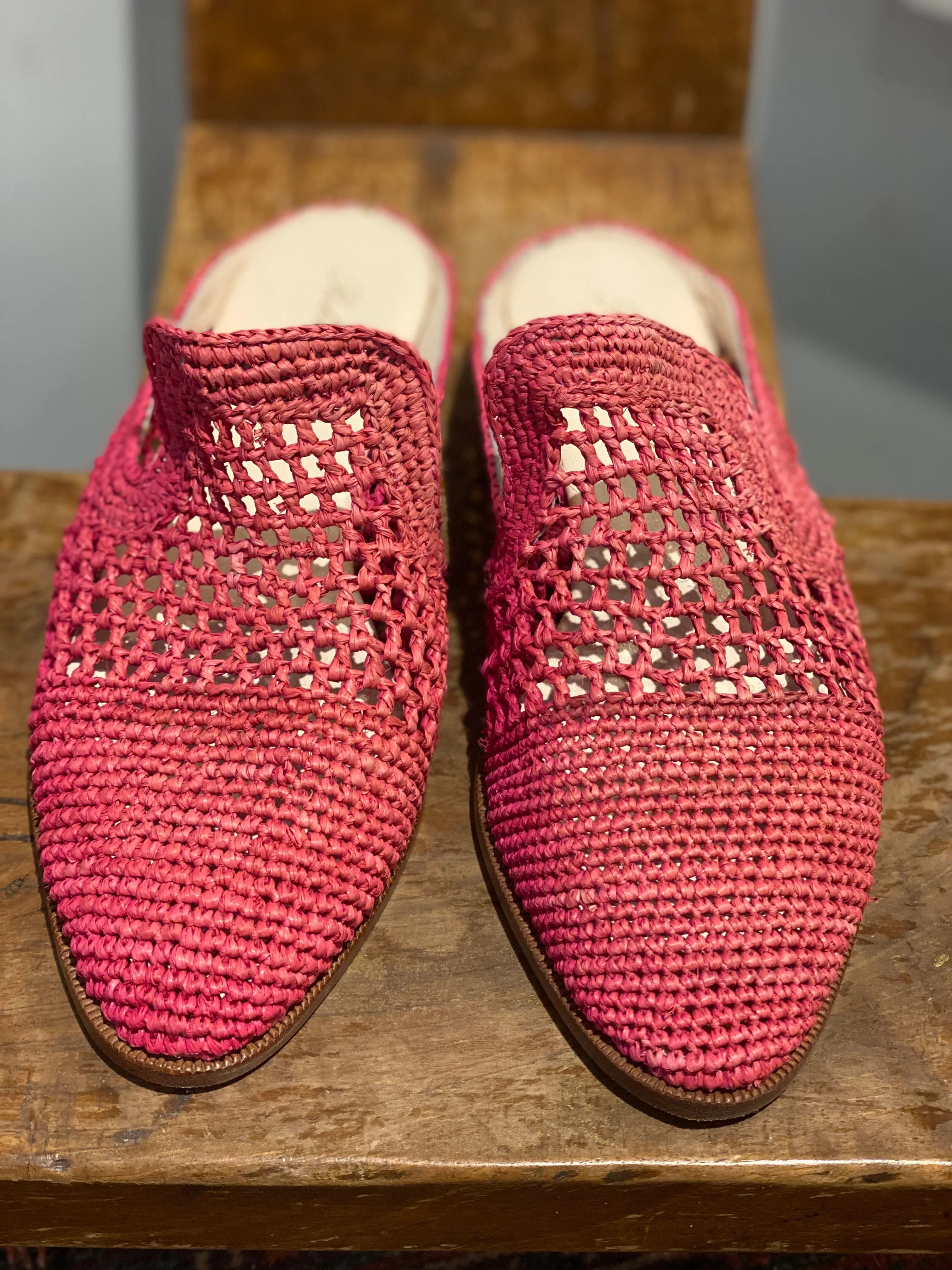 Robert Clergerie Hot Pink Woven Mules