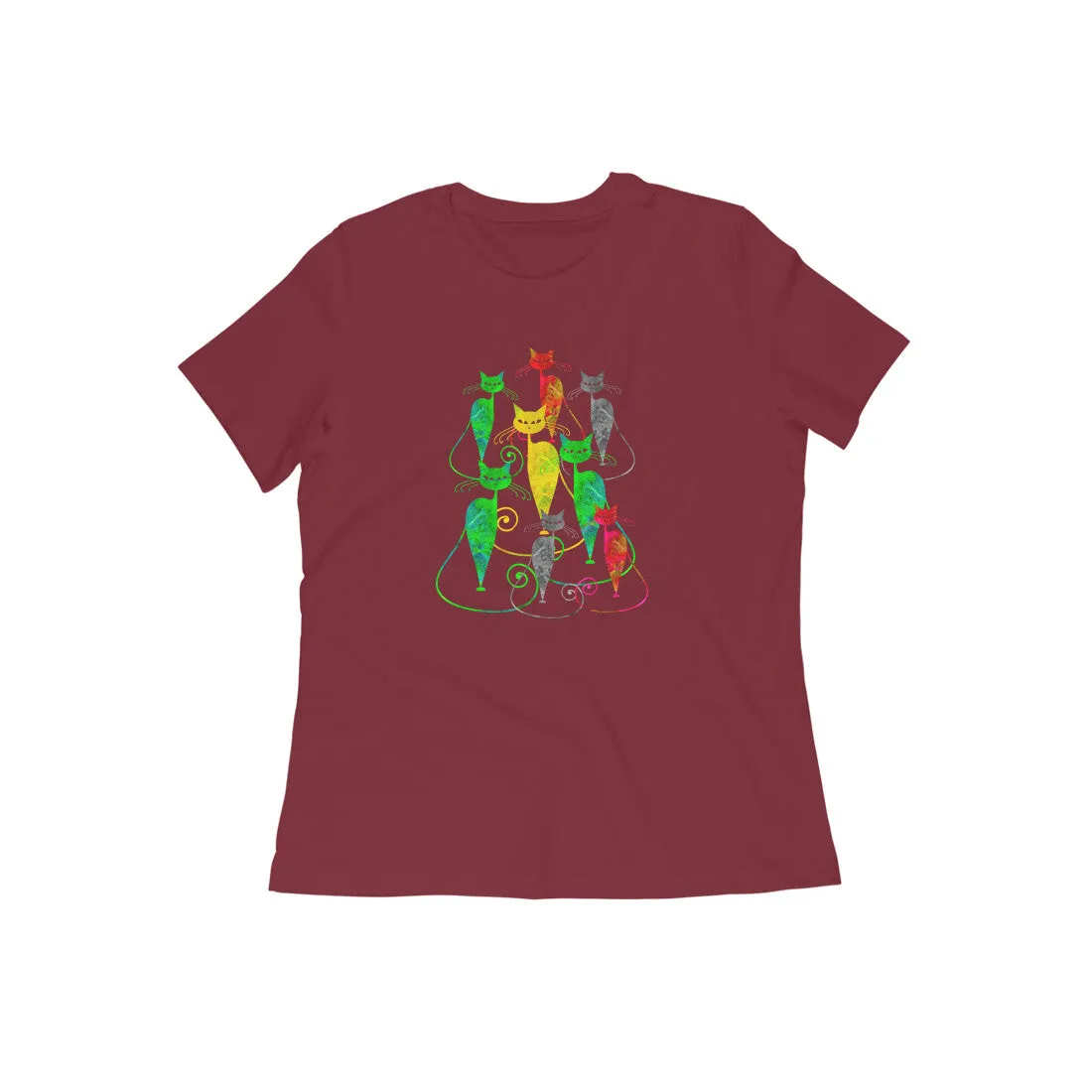 Round Neck T-Shirt (Women) - Sassy Kitties (10 Colours)