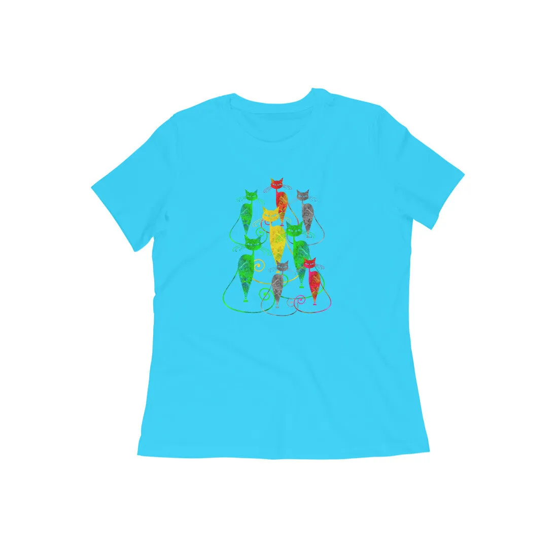 Round Neck T-Shirt (Women) - Sassy Kitties (10 Colours)