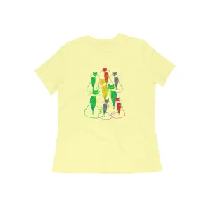 Round Neck T-Shirt (Women) - Sassy Kitties (10 Colours)