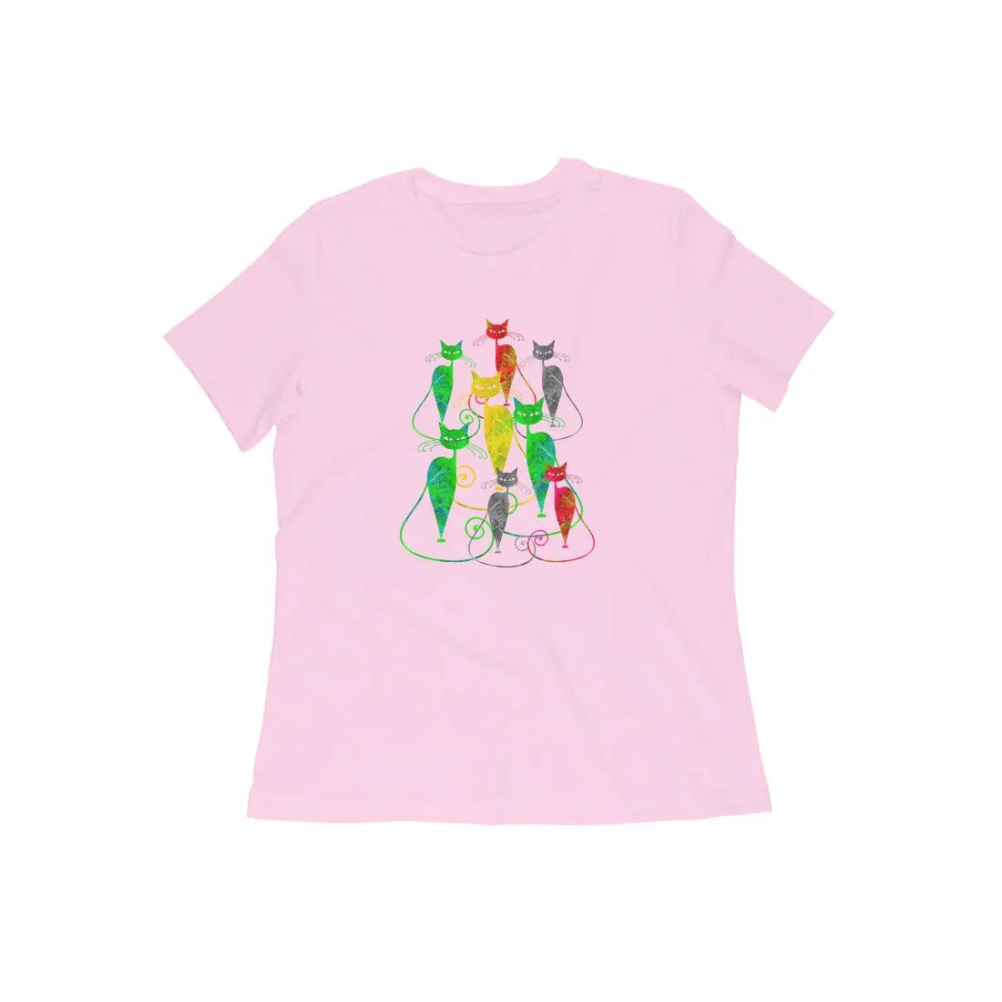 Round Neck T-Shirt (Women) - Sassy Kitties (10 Colours)