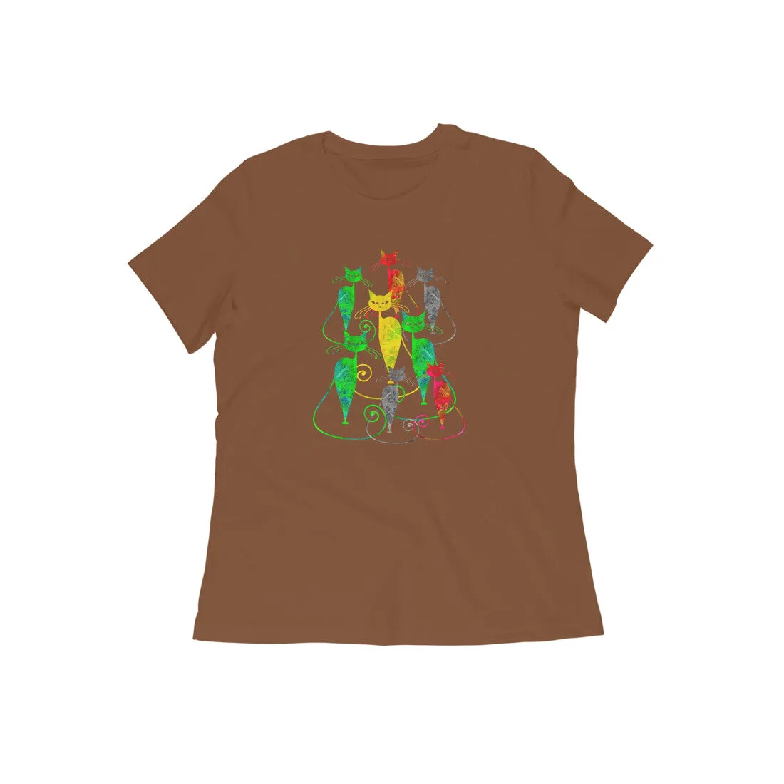 Round Neck T-Shirt (Women) - Sassy Kitties (10 Colours)