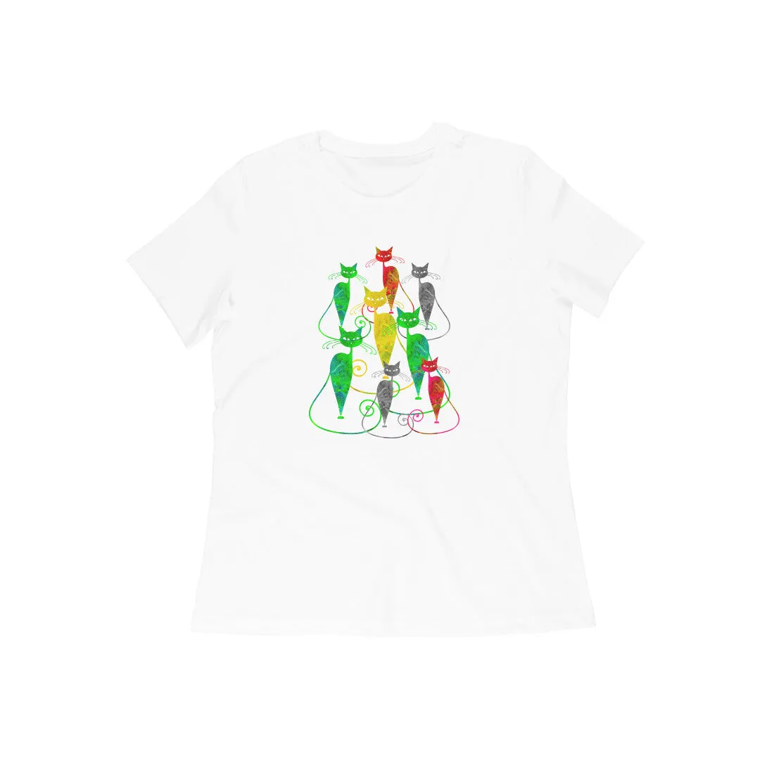 Round Neck T-Shirt (Women) - Sassy Kitties (10 Colours)