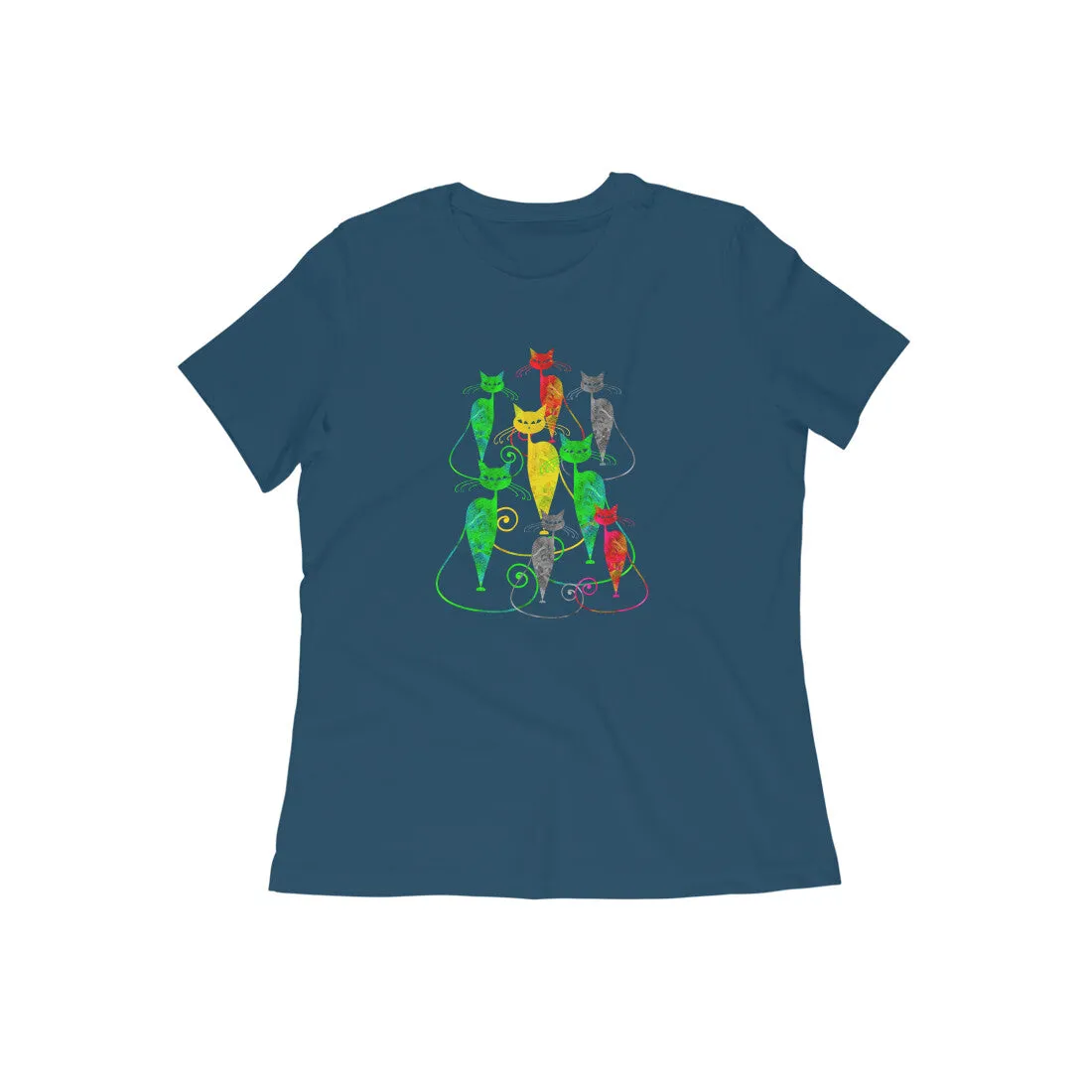 Round Neck T-Shirt (Women) - Sassy Kitties (10 Colours)