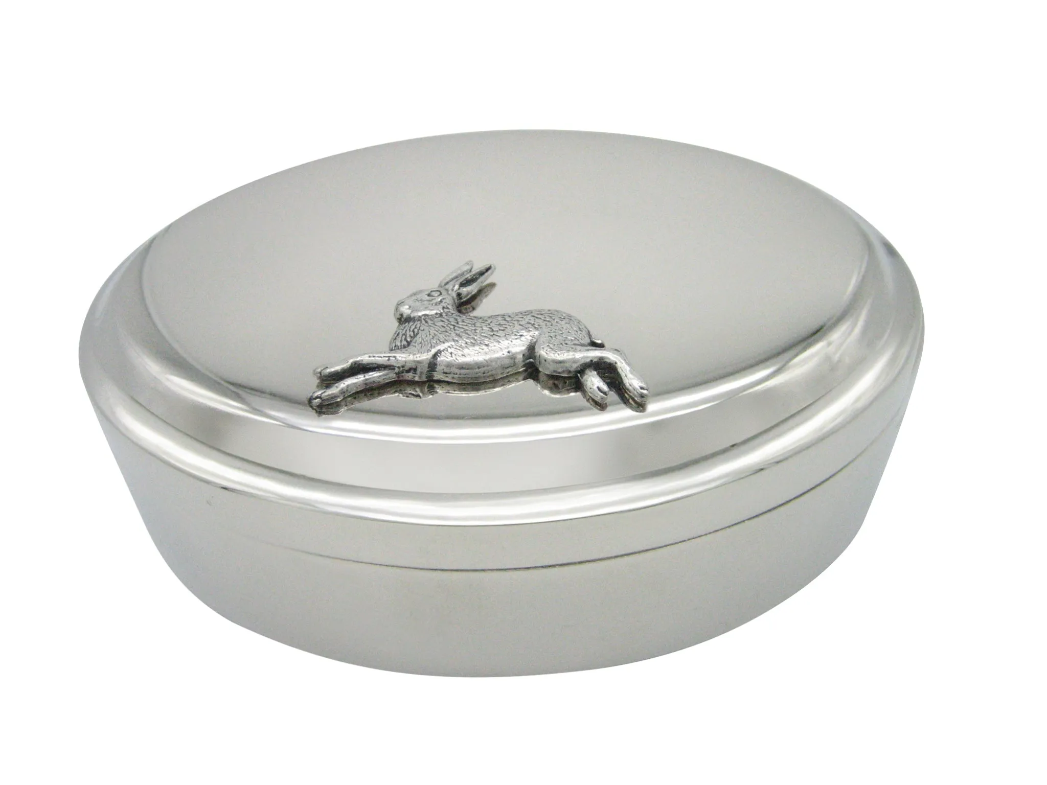 Running Rabbit Pendant Oval Trinket Jewelry Box