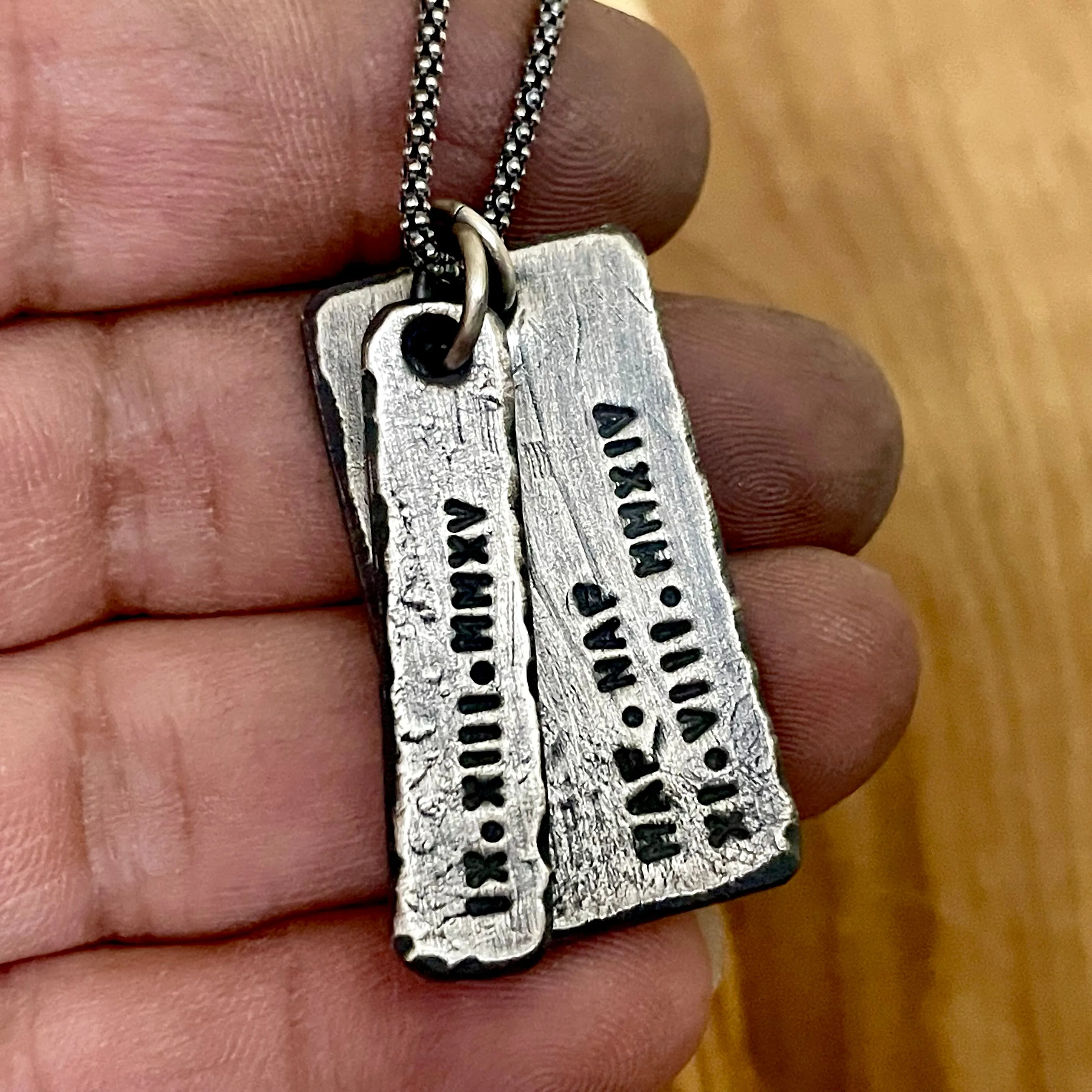 Rustic Silver Pendant for Necklace Personalized