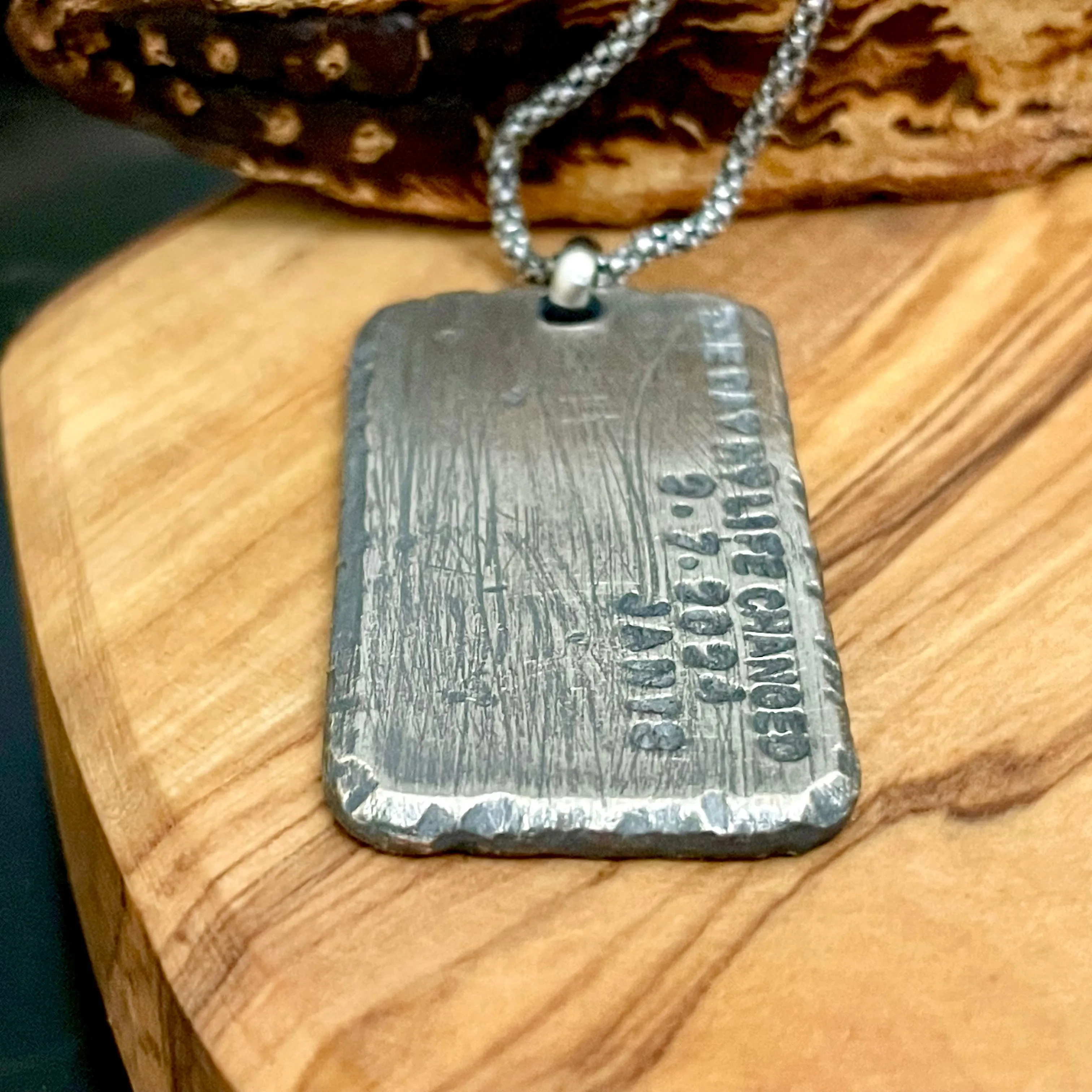 Rustic Silver Pendant for Necklace Personalized
