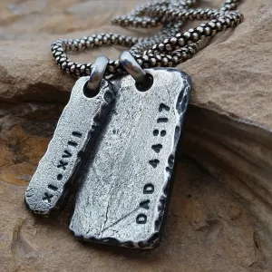 Rustic Silver Pendant for Necklace Personalized
