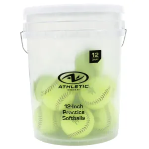 Set of 12 Softballs in Bucket, 12 Inch, Yellow
