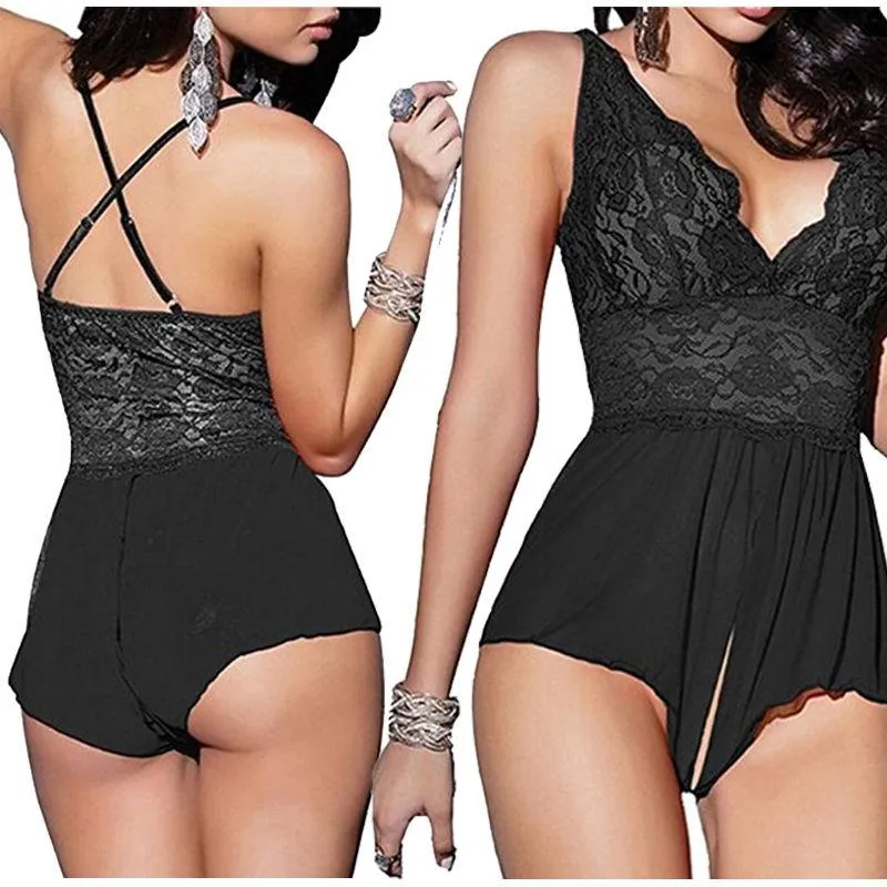 Sexy Lingerie Lace Transparent Teddy Baby Doll