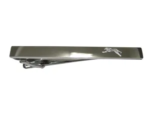Silver Toned Etched Sleek Running Cheetah Tie Clip