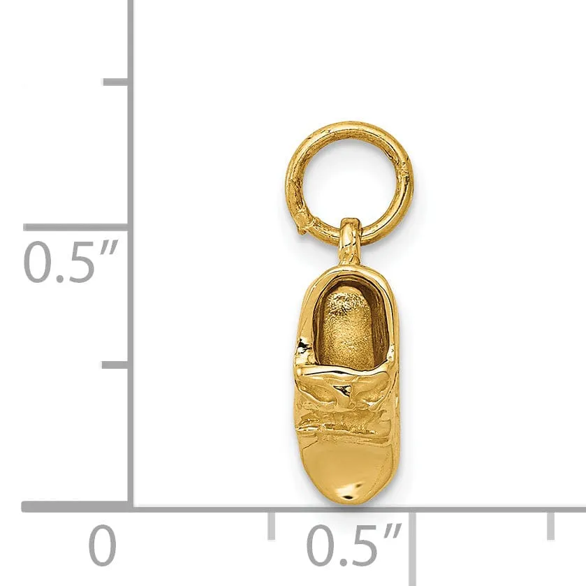 Solid 14 Yellow Gold 3-D Single Baby Shoe Charm.