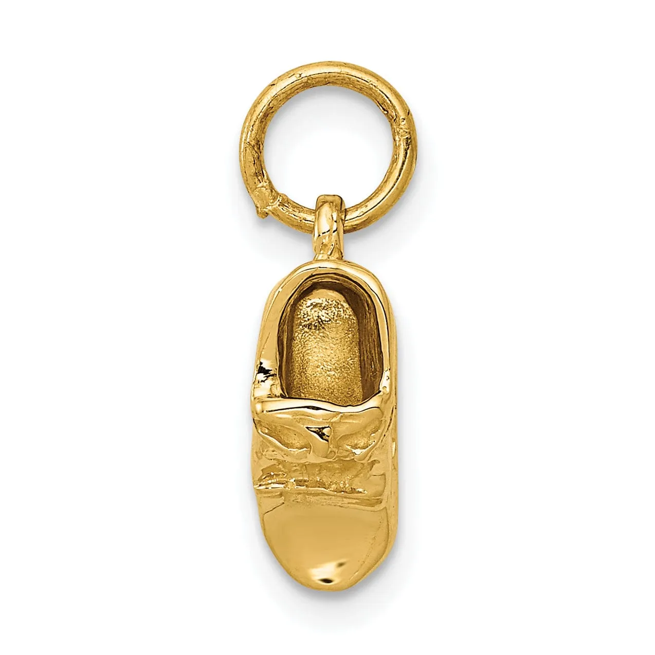 Solid 14 Yellow Gold 3-D Single Baby Shoe Charm.