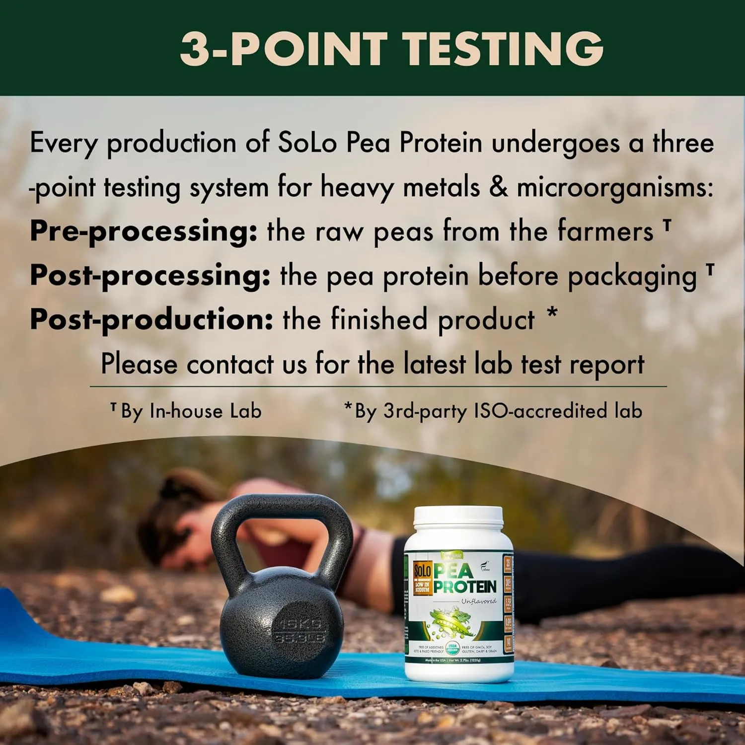 SOLO Organic Pea Protein Isolate, Low in Sodium, Canada Grown Peas, 100% Vegan, Non-GMO