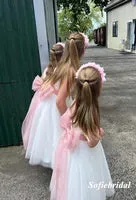 Spaghetti Straps Little Wedding Guest Tulle Unique A-line Flower Girl Dresses, FGS0037