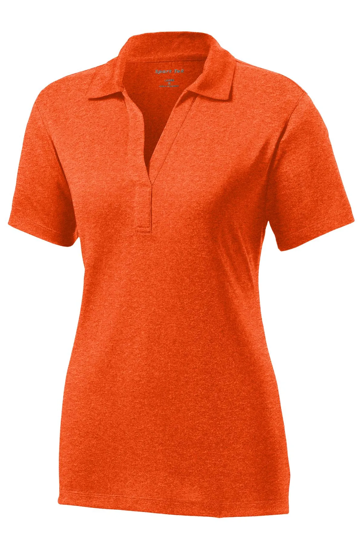Sport-Tek Women's Heather Contender Polo. LST660 Deep Orange Heather